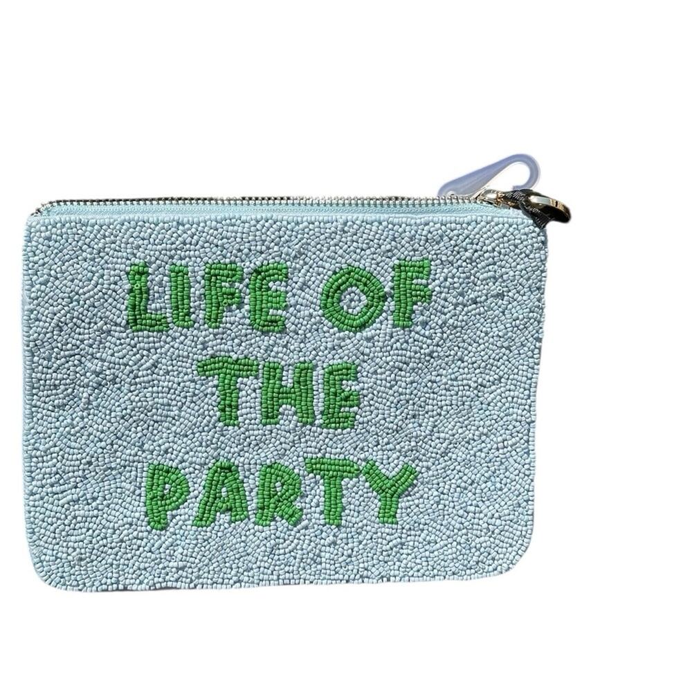 Kate spade life of the party blue green clutch nwt